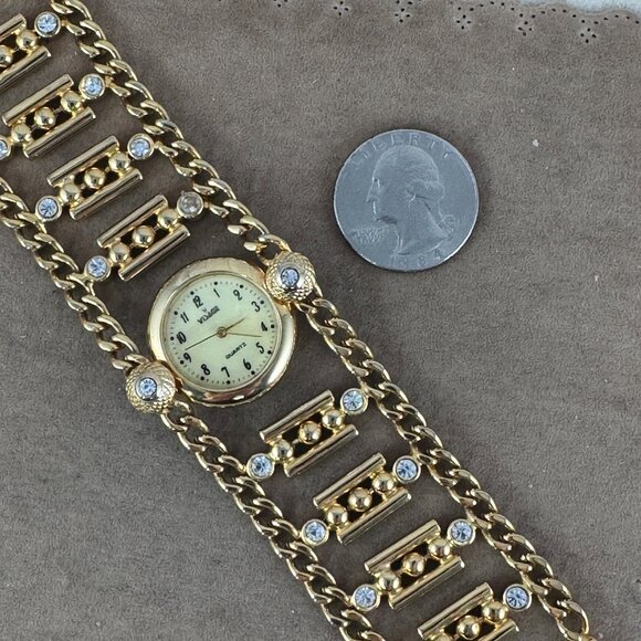 Vintage Visage Watch Chain Link Bracelet with Crystal Accents main image 7